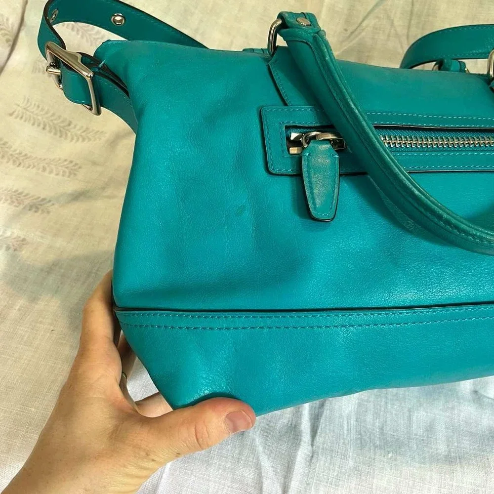 Coach‎ Legacy Molly Satchel 21132 Robin's Egg Blue Turquoise Leather Tassel Boho